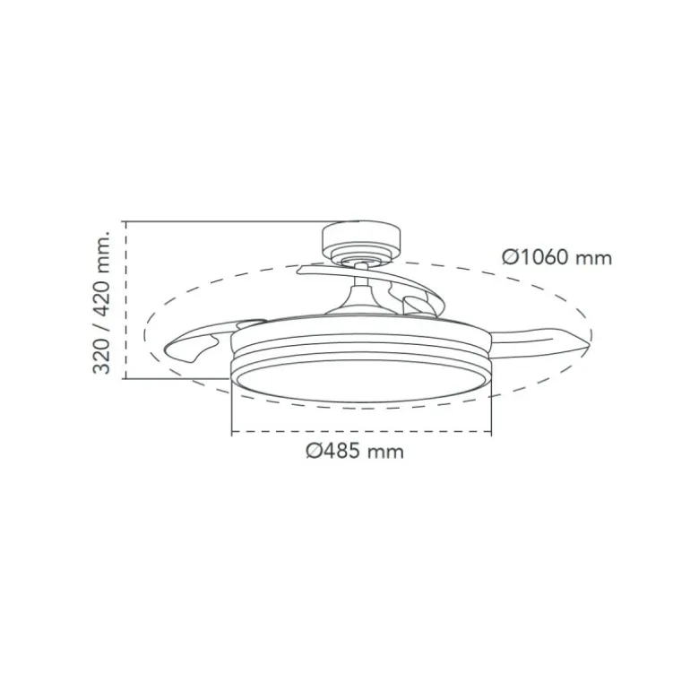 Ventilador de techo Venus blanco/haya LED 72w 3CCT acabado blanco/haya estilo moderno aspas plegables motor DC 106cm Ø