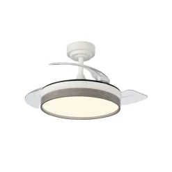 Ventilador de techo Venus Mini blanco/ceniza LED 46w 3CCT acabado blanco/ceniza estilo moderno aspas plegables motor DC 92cm Ø