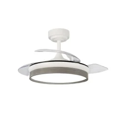 Ventilador de techo Venus Mini blanco/ceniza LED 46w 3CCT acabado blanco/ceniza estilo moderno aspas plegables motor DC 92cm Ø