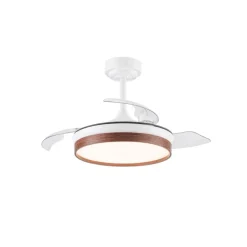 Ventilador de techo Venus Mini blanco/cerezo LED 46w 3CCT acabado blanco/cerezo estilo moderno aspas plegables motor DC 92cm Ø