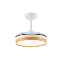 Ventilador de techo Venus Mini blanco/haya LED 46w 3CCT acabado blanco/haya estilo moderno aspas plegables motor DC 92cm Ø