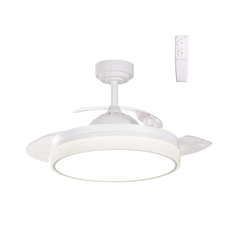 Ventilador de techo Vera blanco LED 35W 3CCT acabado blanco estilo moderno aspas plegables motor DC 106cm Ø