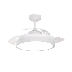 Ventilador de techo Vera blanco LED 35W 3CCT acabado blanco estilo moderno aspas plegables motor DC 106cm Ø