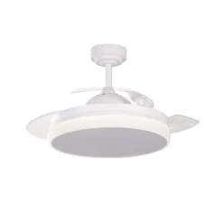 Ventilador de techo Vera blanco LED 35W 3CCT acabado blanco estilo moderno aspas plegables motor DC 106cm Ø