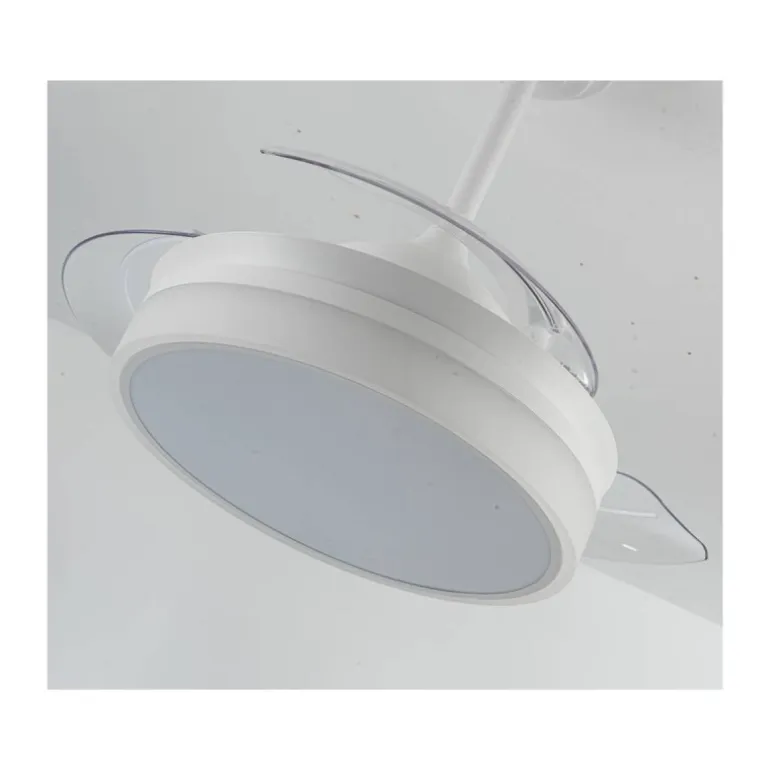 Ventilador de techo Vera Blanco Mini LED 40w 3CCT acabado blanco estilo moderno aspas plegables motor DC 91cm Ø