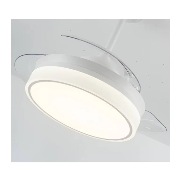 Ventilador de techo Vera Blanco Mini LED 40w 3CCT acabado blanco estilo moderno aspas plegables motor DC 91cm Ø