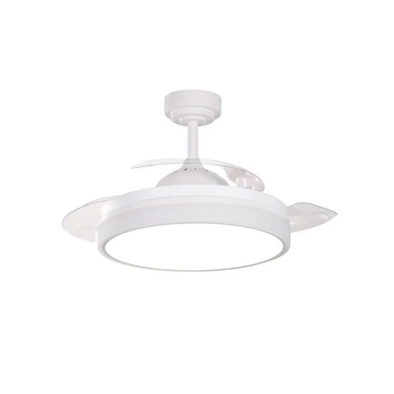 Ventilador de techo Vera Blanco Mini LED 40w 3CCT acabado blanco estilo moderno aspas plegables motor DC 91cm Ø