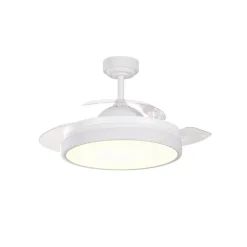 Ventilador de techo Vera Blanco Mini LED 40w 3CCT acabado blanco estilo moderno aspas plegables motor DC 91cm Ø