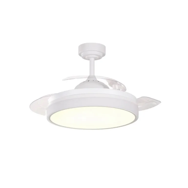 Ventilador de techo Vera Blanco Mini LED 40w 3CCT acabado blanco estilo moderno aspas plegables motor DC 91cm Ø