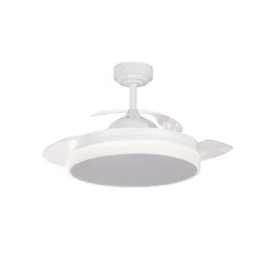 Ventilador de techo Vera Blanco Mini LED 40w 3CCT acabado blanco estilo moderno aspas plegables motor DC 91cm Ø