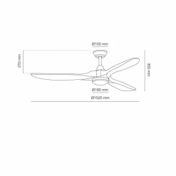 Ventilador de techo Yen Big Madera Oscura LED 18w 3CCT acabado níquel aspas madera estilo moderno motor DC 152cm Ø