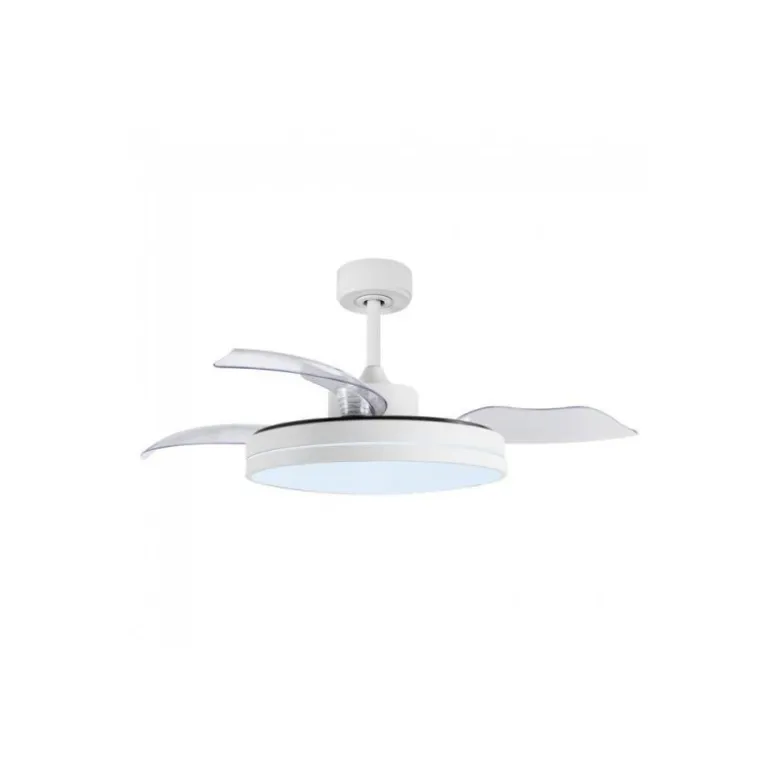 Ventilador de techo Yet LED 36w 3CCT acabado blanco estilo moderno aspas plegables motor DC 106cm Ø